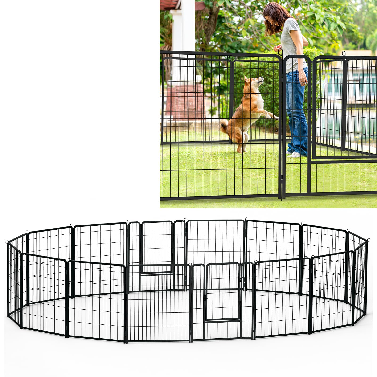 YUENFONG Pack of 16 Puppy Enclosures, 80 cm High, Puppy Enclosures for Dogs and Dogs with Door for Dogs, Rabbits and Pets, XXXL, 1060 x 65 x 80 cm