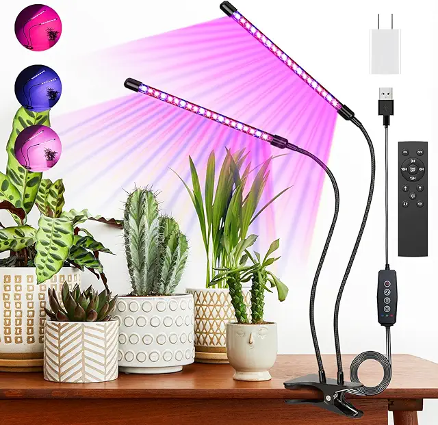 Vollspektrum LED Grow Lampe 8W mit Timer, dimmbar für Pflanzen