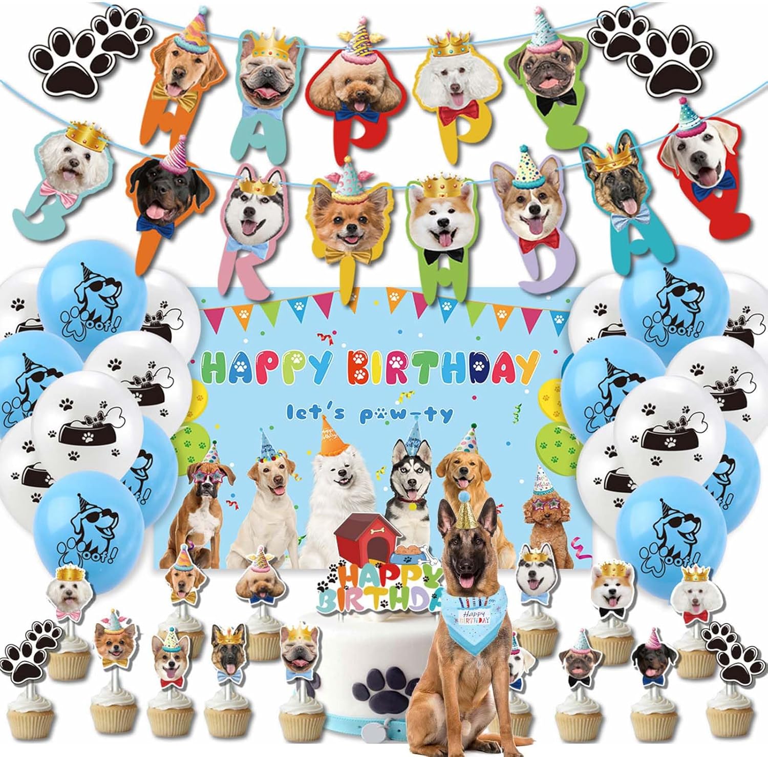 Dog Birthday Party Supplies,40pcs Dog Party Decorations include Dog