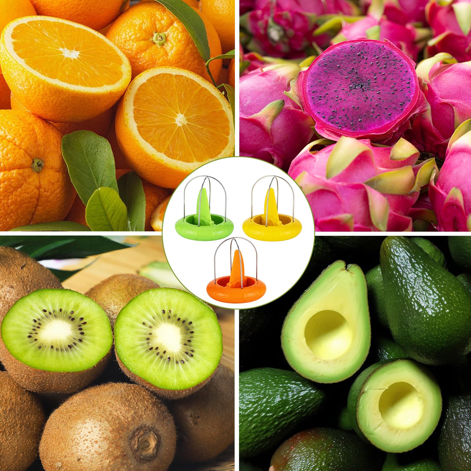 Lot de 3 éplucheurs de kiwi coupe-kiwi en plastique - Mini coupe-fruits - Ustensiles de cuisine