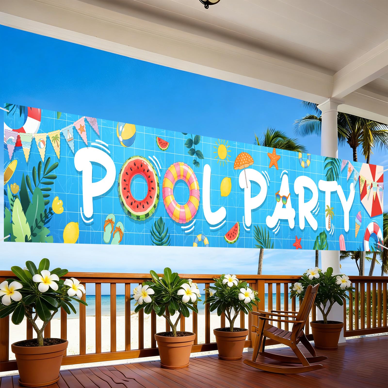 Pool Party Banner Decorations, Outdoor Banners for Summer Pool Party Decorations Supplies, Baby Shower Birthday Swimming Decor Supplies for Indoor & Outdoor Use
