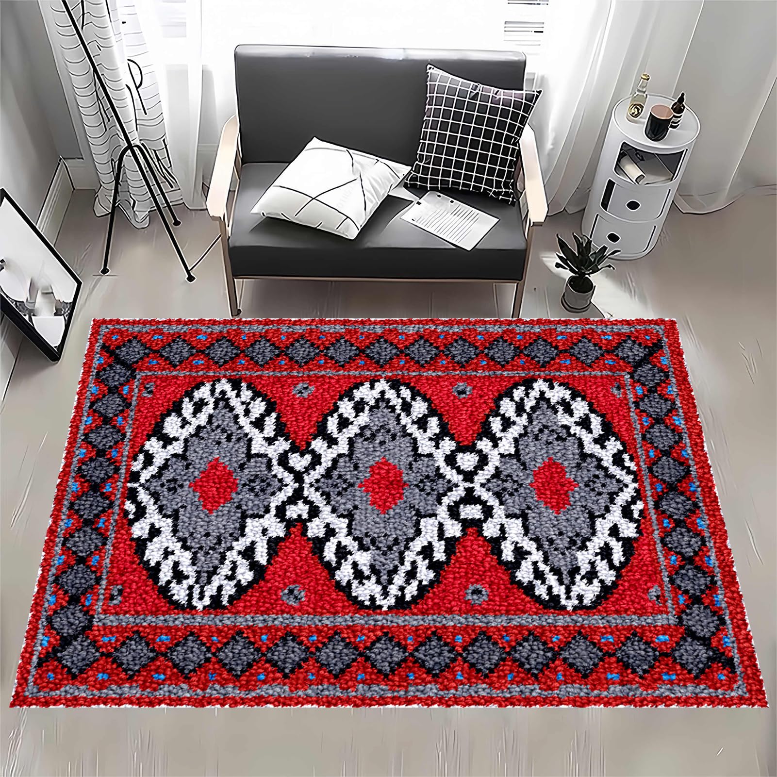 MXOUAJ Large Latch Hook Kits for Adults, Tapestry Kits Rug for Beginners, Latch Hook Rug Kits Embroidery Carpet, Rug Making Kit for Adults Beginners, Pre-Printed Pattern Rug Making Kit 61 x 87 cm