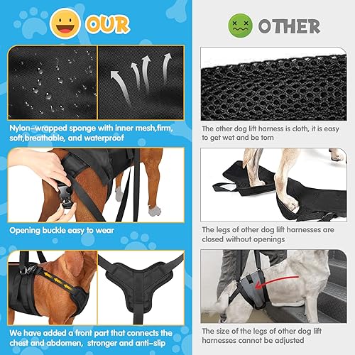Miniatura 6 de Arnés de elevación para perros, cabestrillo para perros grandes y medianos, soporte para patas traseras para orinar. Ideal para personas mayores,