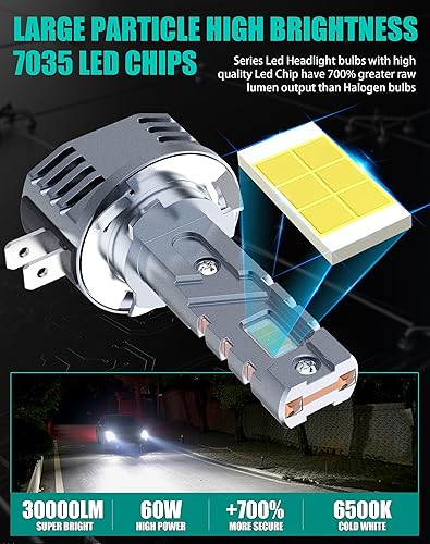 Miniatura 10 de CHOPDARK Bombillas LED H7 para faros delanteros, 4080, chips LED, superbrillantes, 130 W, 30000 lúmenes, 6500 K, blanco frío, 2 tubos térmicos de