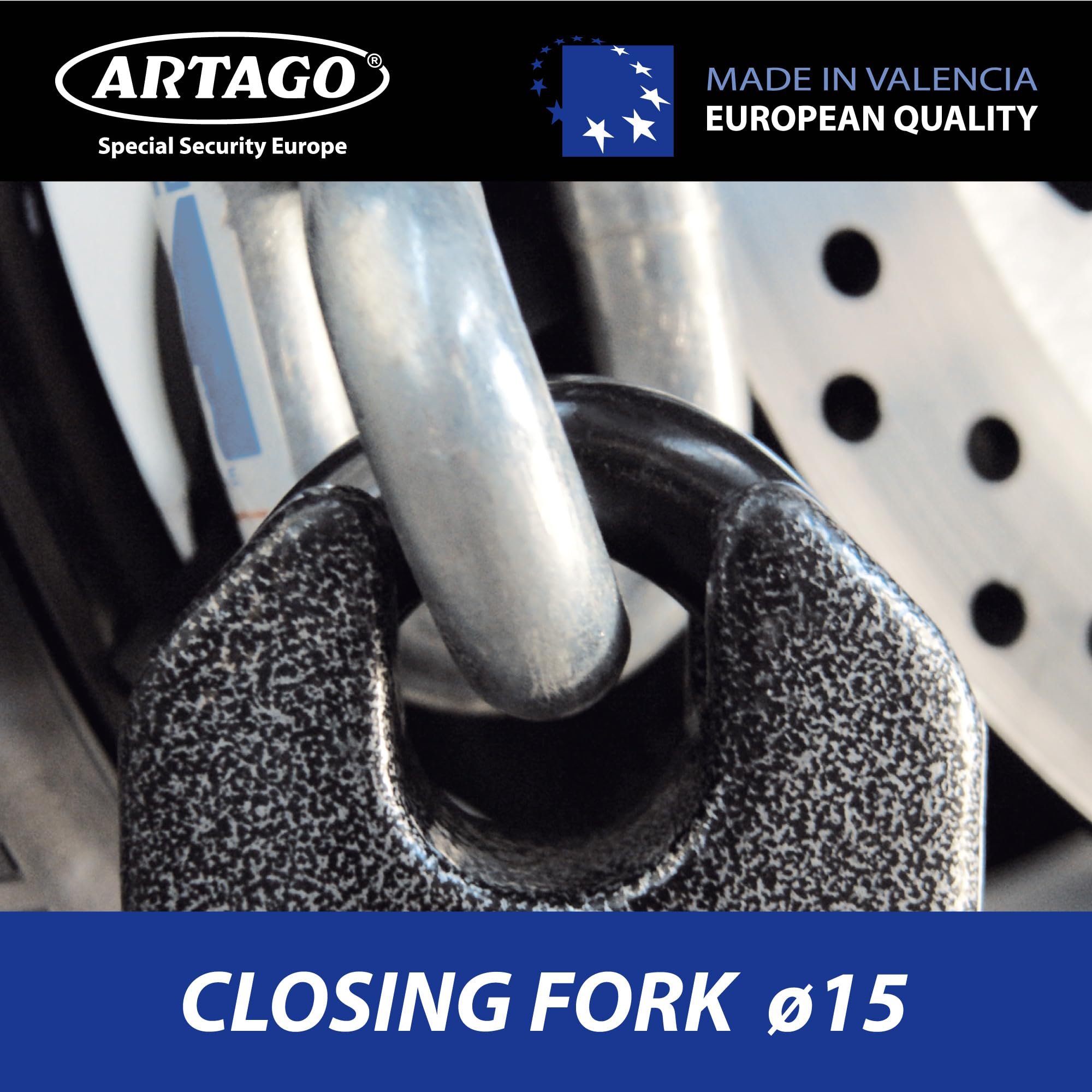 Artago 68T120 Chaine Antivol Moto Lourde de Sécurité Maximale, Homologué Sold Secure, ø15 120cm, BUNKER SELECTION, Cadenas Monobloc en Acier Forgé, Chaine Antivol Cémentée pour Moto Parking