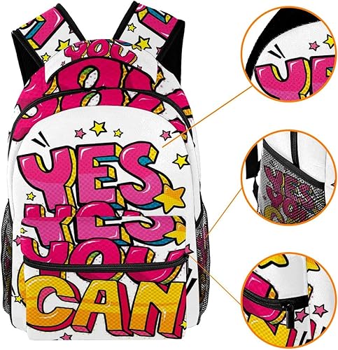 Miniatura 3 de VBFOFBV Travel Backpack for Women, Hiking Backpack Outdoor Sports Rucksack Casual Daypack, Yes You Can Cartoon Three-Dimensional Text