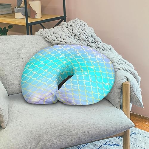 Miniatura 5 de Forchrinse Funda de almohada de lactancia con escamas de sirena azul para niñas, funda de almohada de lactancia de princesa para madres que