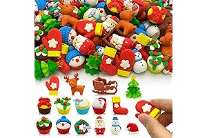 48pc Christmas Erasers for Kids Bulk Puzzle Eraser Desk Pets Holiday Erasers...