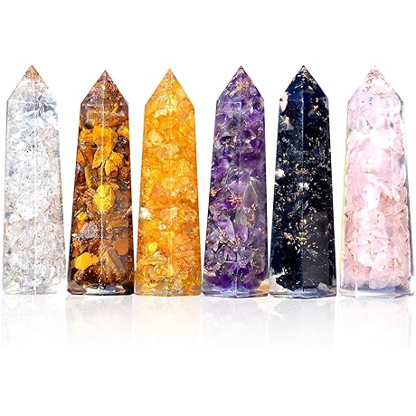 6-Piece Healing Crystal Wand and Necklace Set: Harness the Power of Natural Orgonite