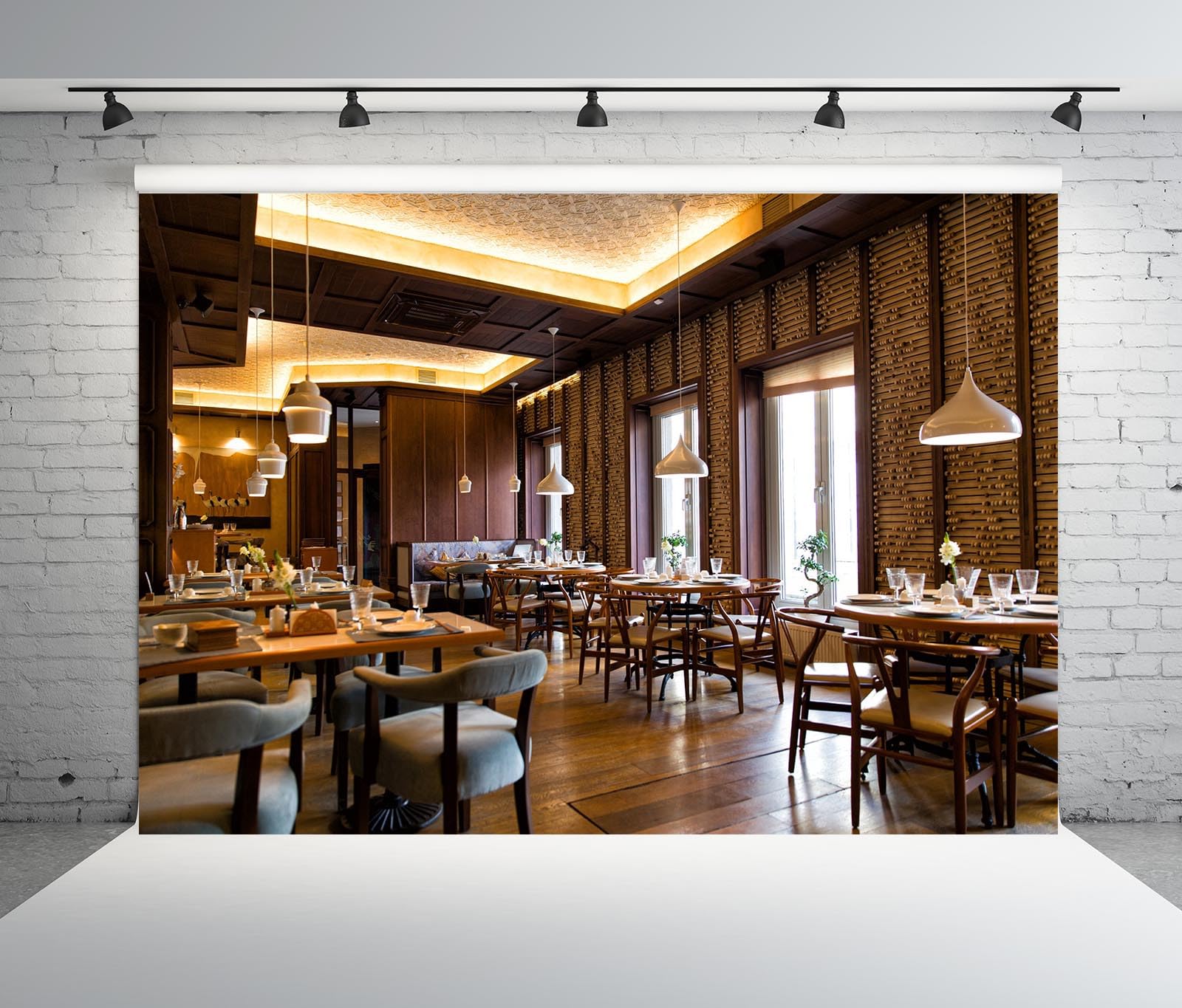 Coffee Shop Backdrop BELECO 15x8ft Fabric Kitchen Interior Backdrop ...