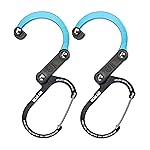 GEAR AID HEROCLIP Carabiner Clip and Hook (Mini) for Travel, Luggage, Purse and Small Bags, Black and Blue, 2 Pack