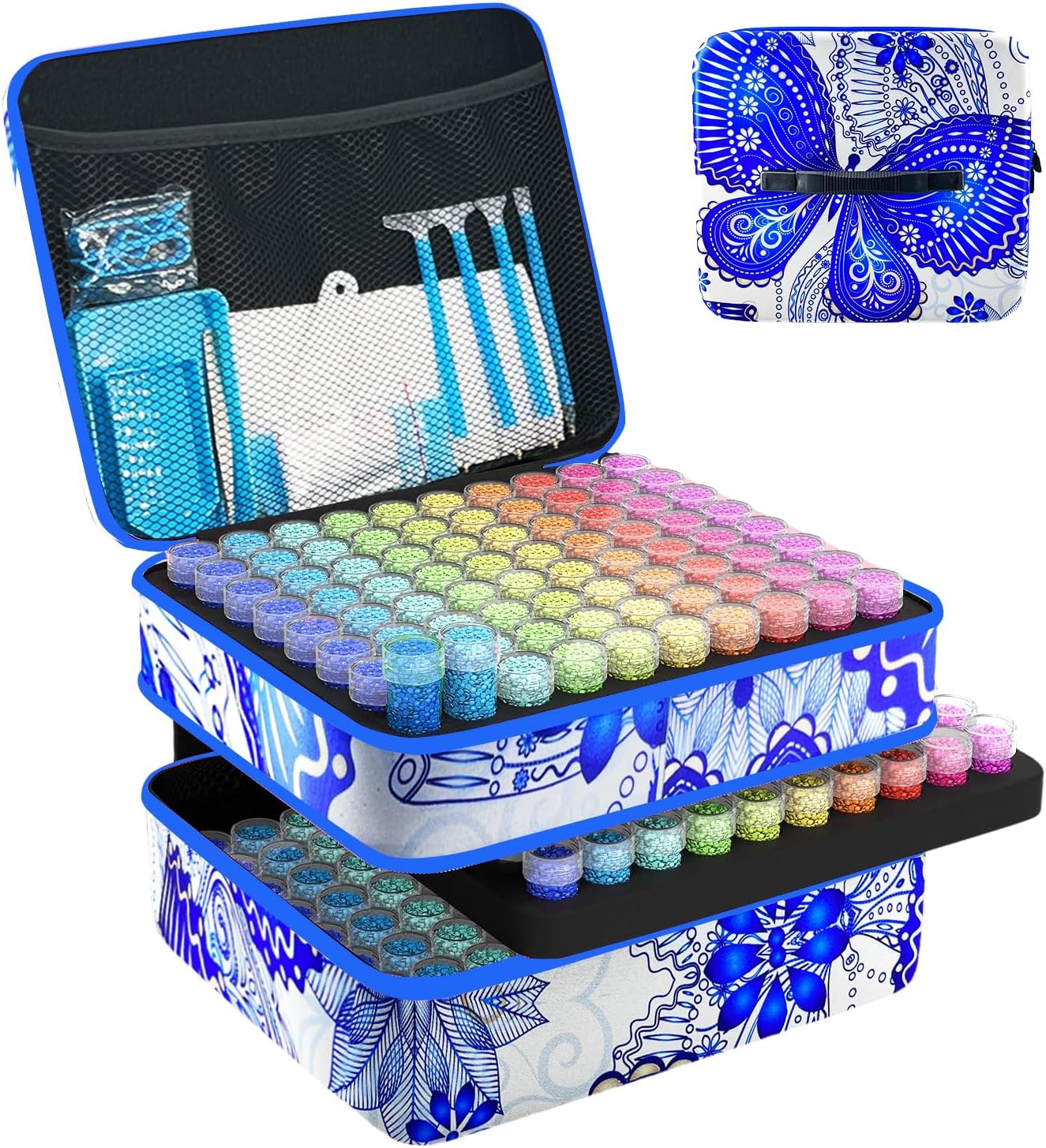 Diamond Painting Storage Containers, 240 Slots Diamond Art Accessories and Tools Kits Storage Box(Blue)