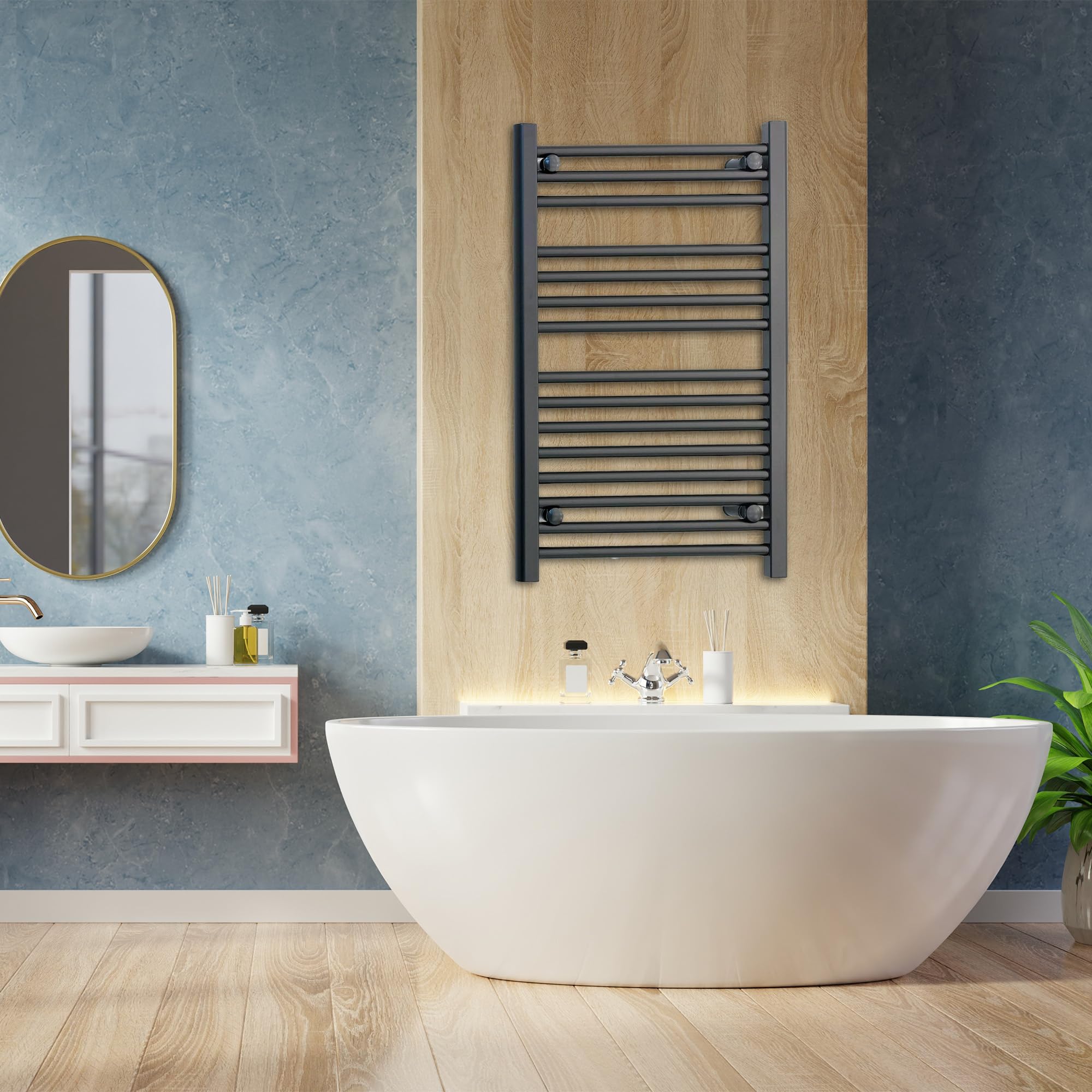 Radiateur de salle de bain design plat noir 800x800 mm haut de gamme