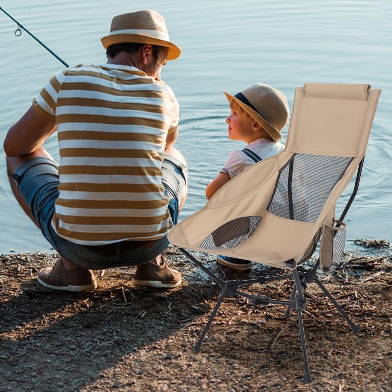 Sedia Da Campeggio Sedia Da Campeggio Ultra Leggera | Seggiolino Compatto Pieghevole Con Supporto Per La Testa Ideale Per Trekking Spiaggia Viaggi Picnic Pesca