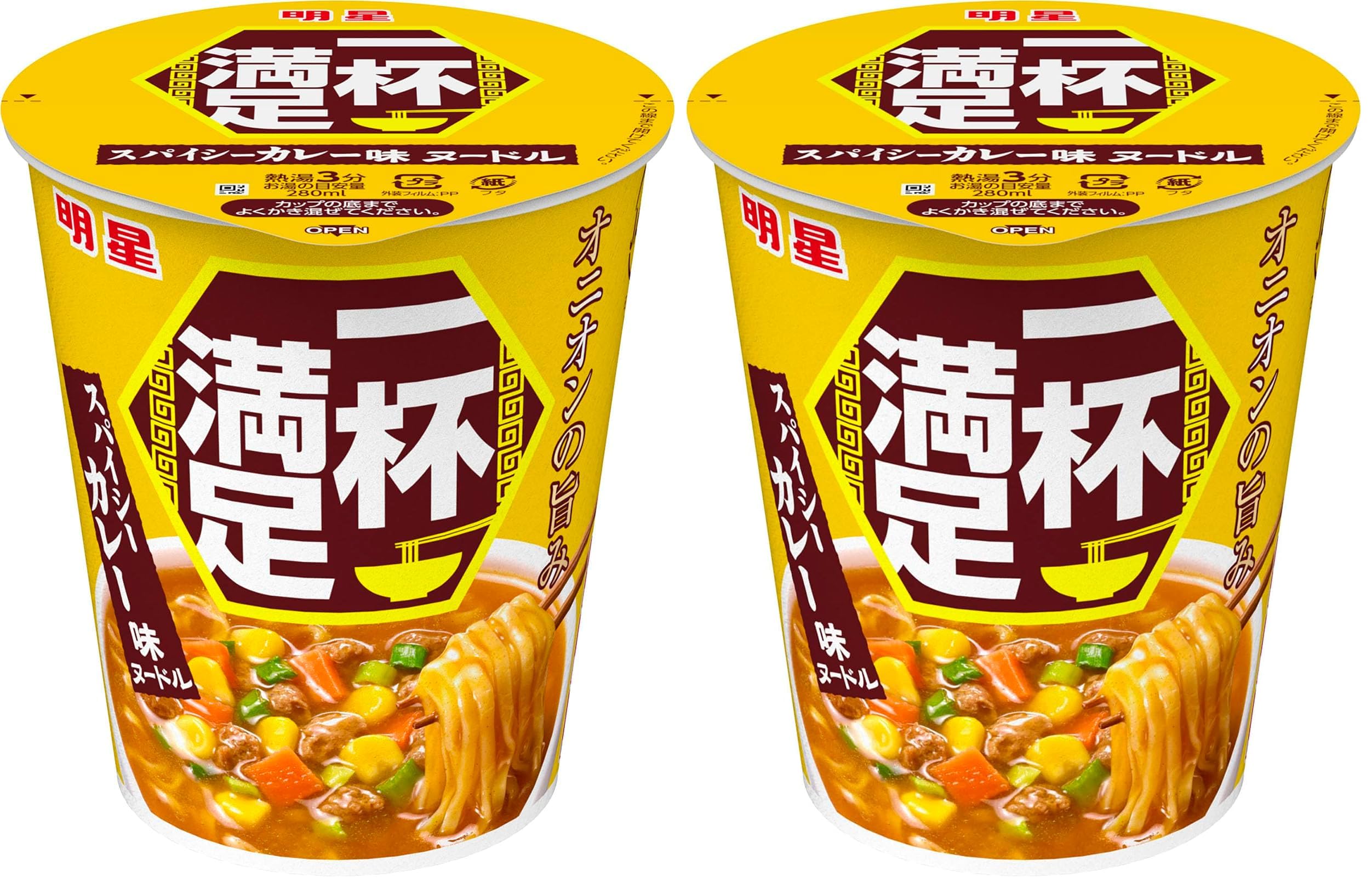 Amazon.co.jp: 明星 一杯満足 スパイシーカレー味ヌードル[カップ麺