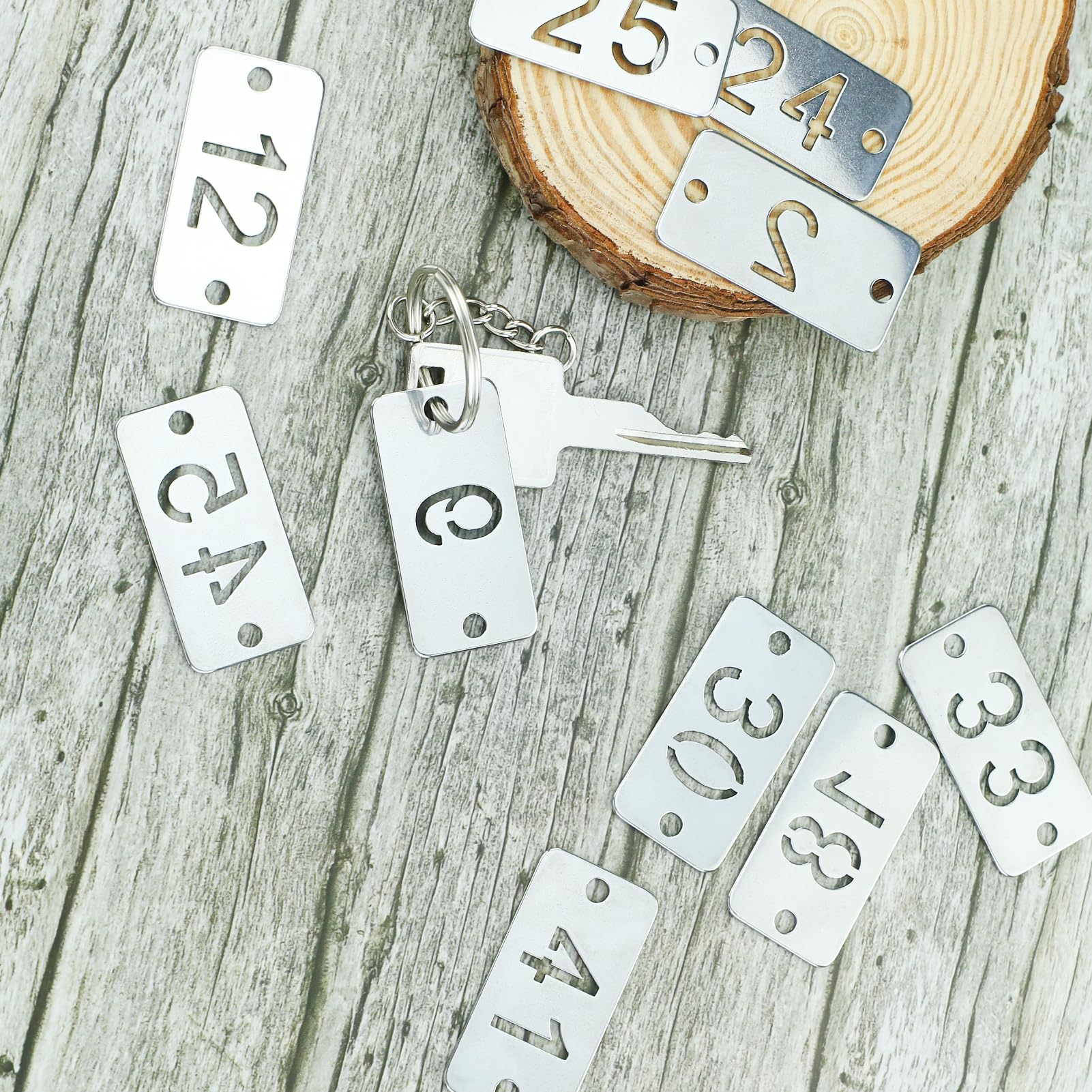 50 targhette numerate in metallo da 1 a 50 targhette rettangolari cave numerate con due fori per classificare e identificare gli articoli, 40 * 20mm
