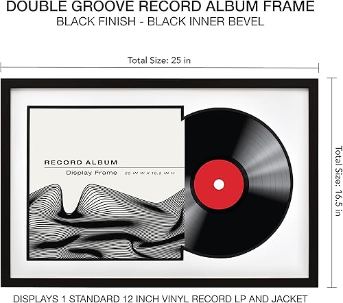 Miniatura 3 de MCS Marco de álbum de discos de doble ranura con alfombrilla inferior negra, negro, 16.5 x 25 pulgadas
