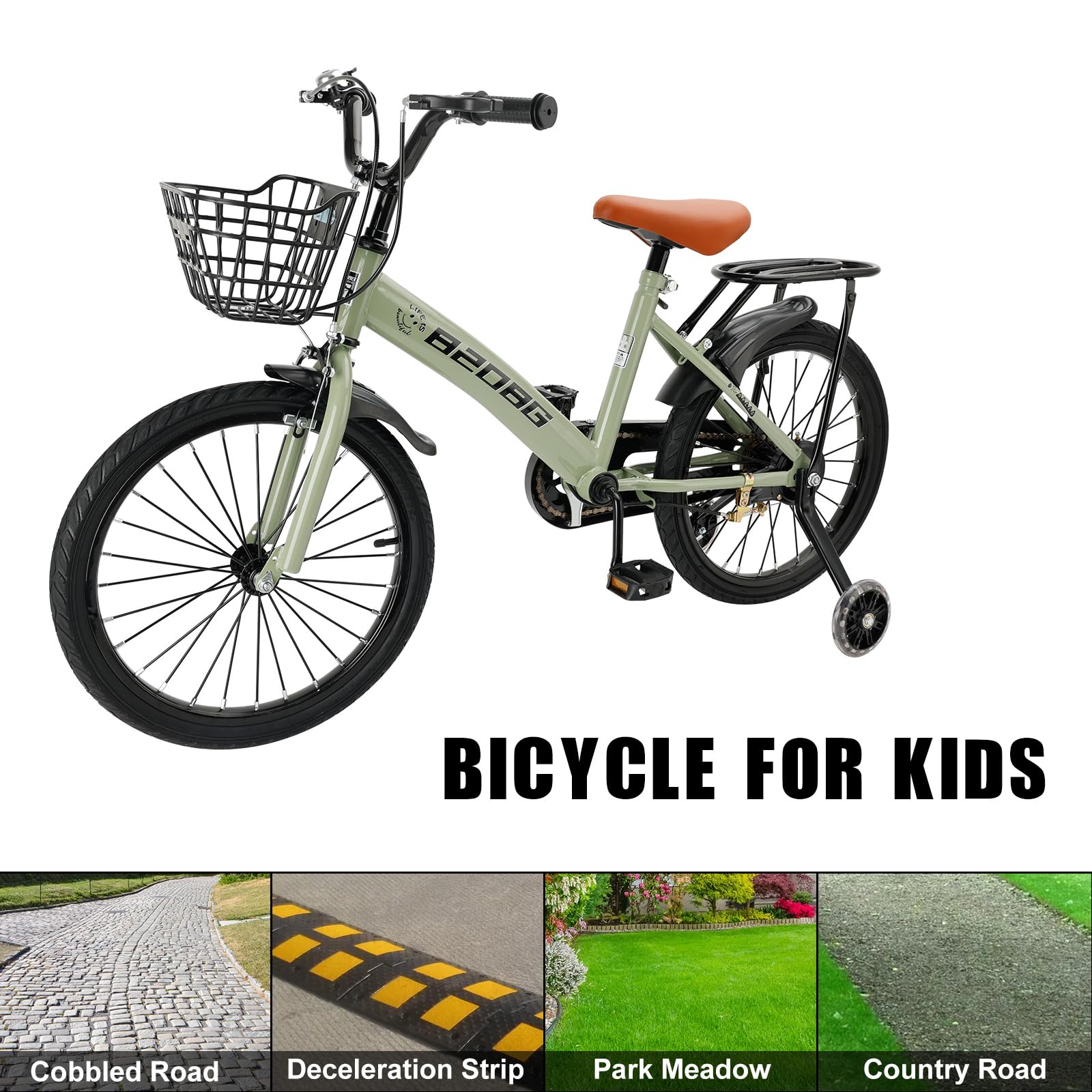 18 Zoll Kinderfahrrad, Hochwertiger Kohlenstoffstahlrahmen, Verstellbarer Sitz & Lenker, Doppelbremsen, Integrierte Naben, Abnehmbarer Korb, Stützräder, Komfortabler Sattel, Jungen/Mädchen Fahrrad