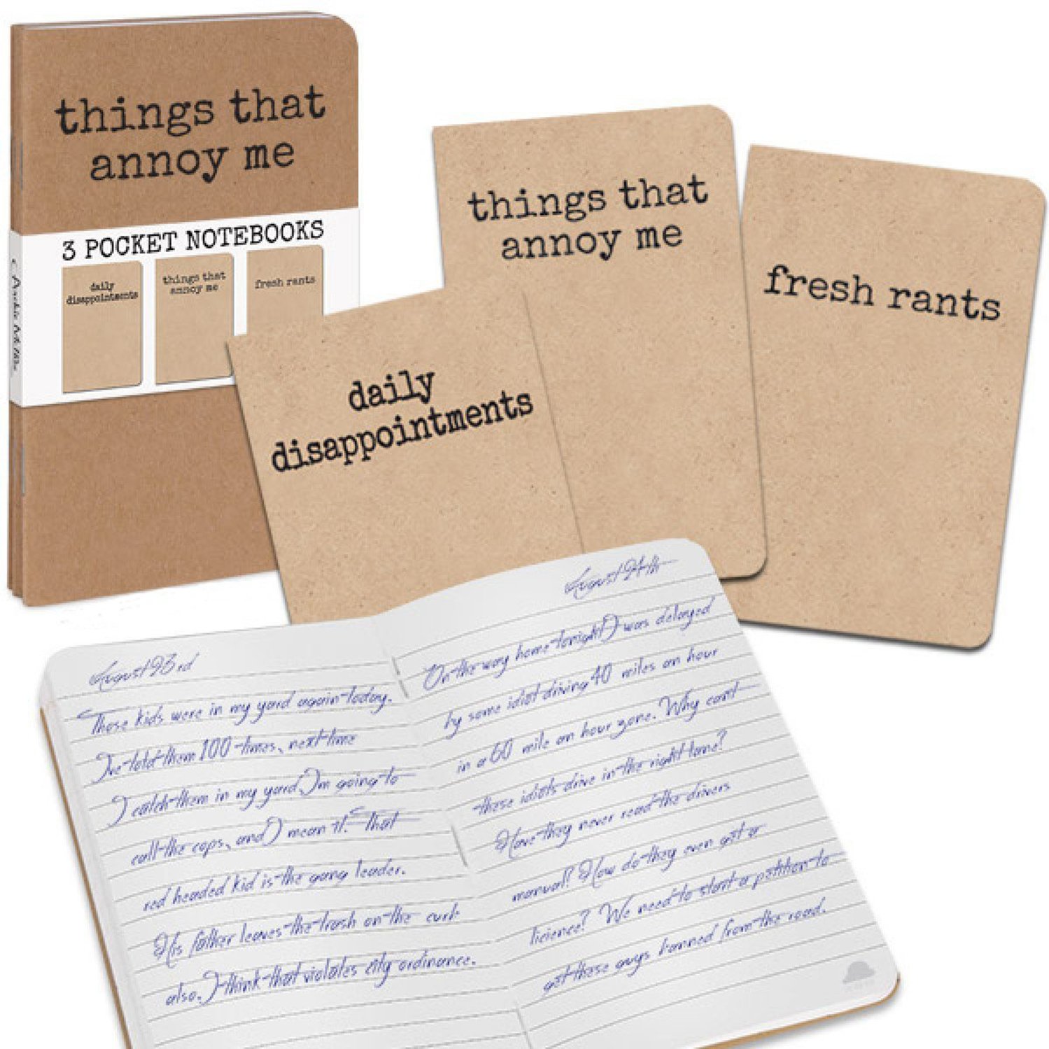 Amazon.com: Archie McPhee 3 Grump Notebooks, Things That Annoy Me, 3 Pack :  Office Products