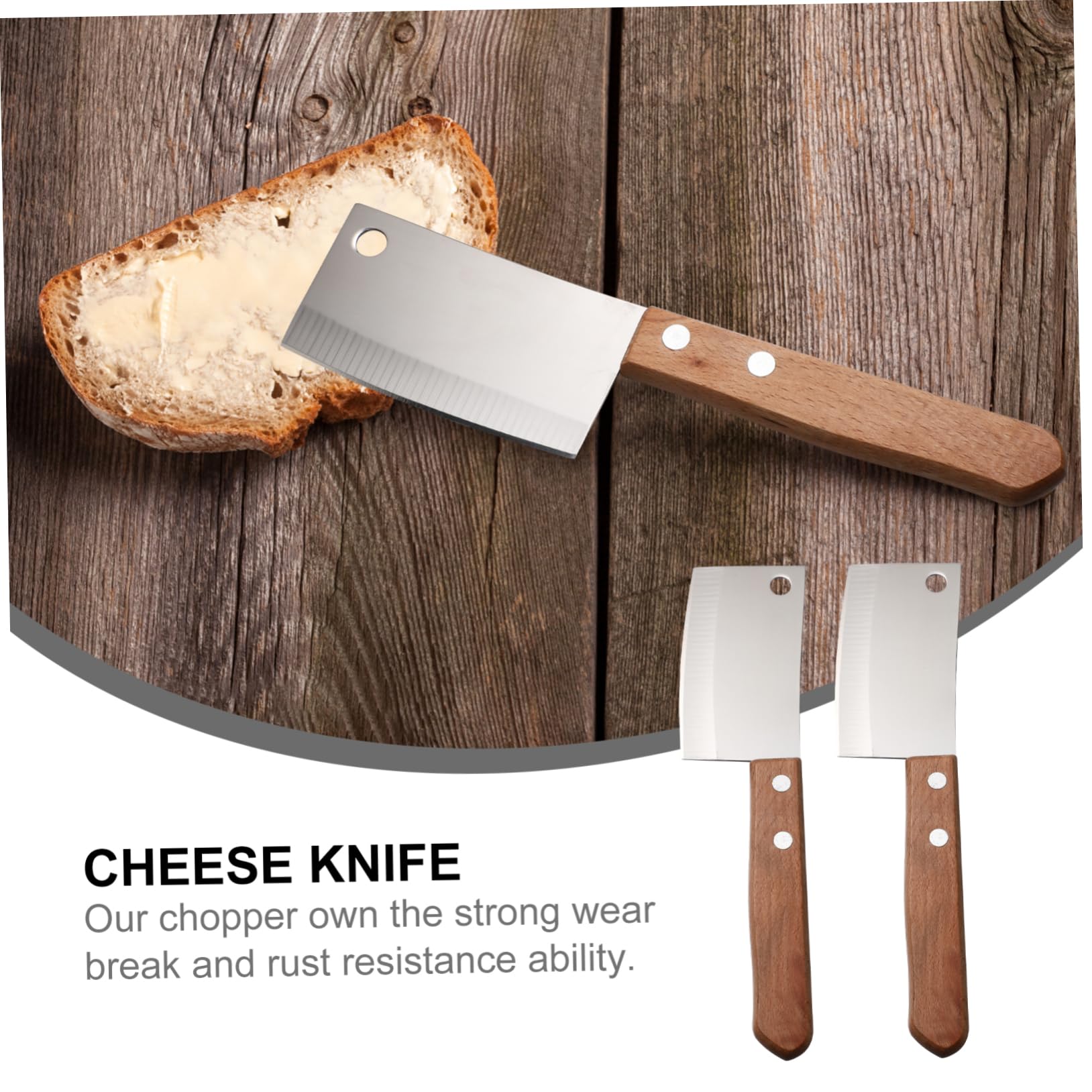Lot de 2 Mini Couteaux Cuisine pour Pain et Fromage en Acier Inoxydable