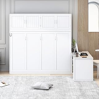 Harper & Bright Designs Queen Size Murphy Bed, Wooden Queen Wall Bed Fra...