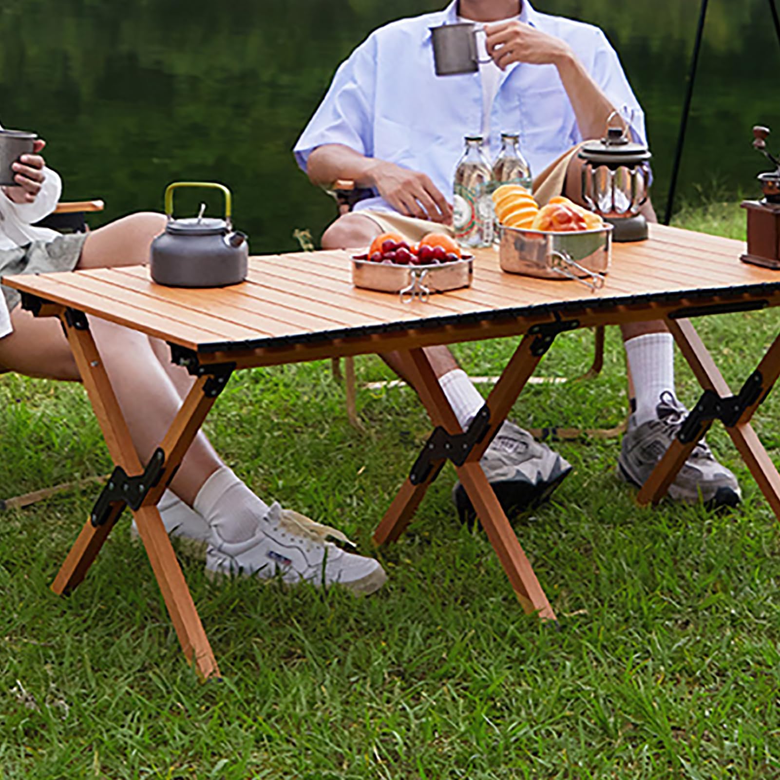 Tavolo da Giardino Compatto con Borsa 120x60x43cm, Tavolo Campeggio Pieghevole in Carbonio, Tavolo da Campeggio in Carbonio Pieghevole, Tavolino Salvaspazio, per Spiaggia, Escursionismo