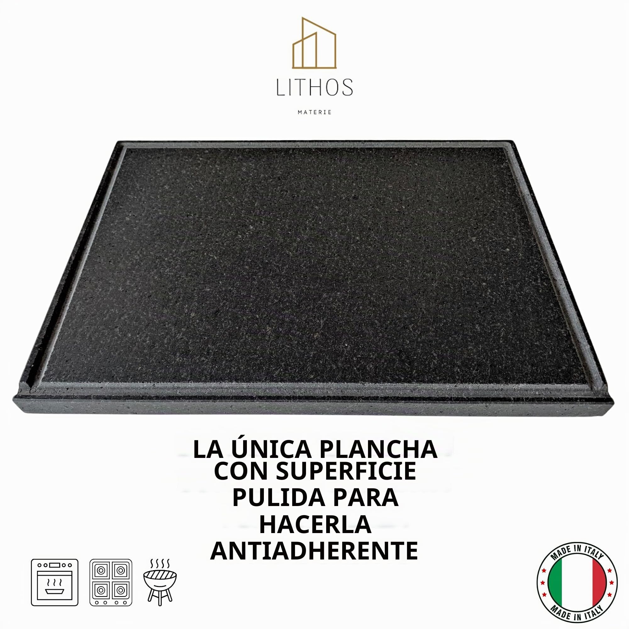 Placa de piedra volcánica Ollare - Refaccionaria del Etna para horno eléctrico y a gas, barbacoa, plancha para pizza y carne - Medidas a elección (50 x 30 cm)