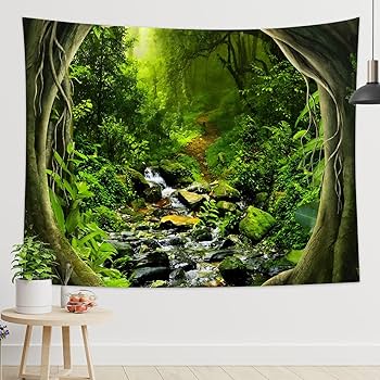 Amazon | Yieldeer 緑の森 背景 7x5フィート トロピカルジャングル