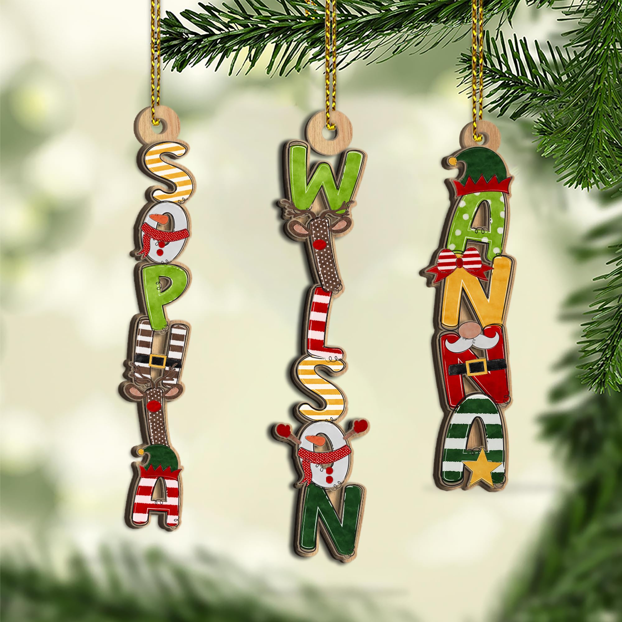 Fastpeace Personalized Christmas Name Wooden Ornament – Custom Stocking Name Tag & Family Name Tree Decoration – Personalized for Friends & Couples — image 1