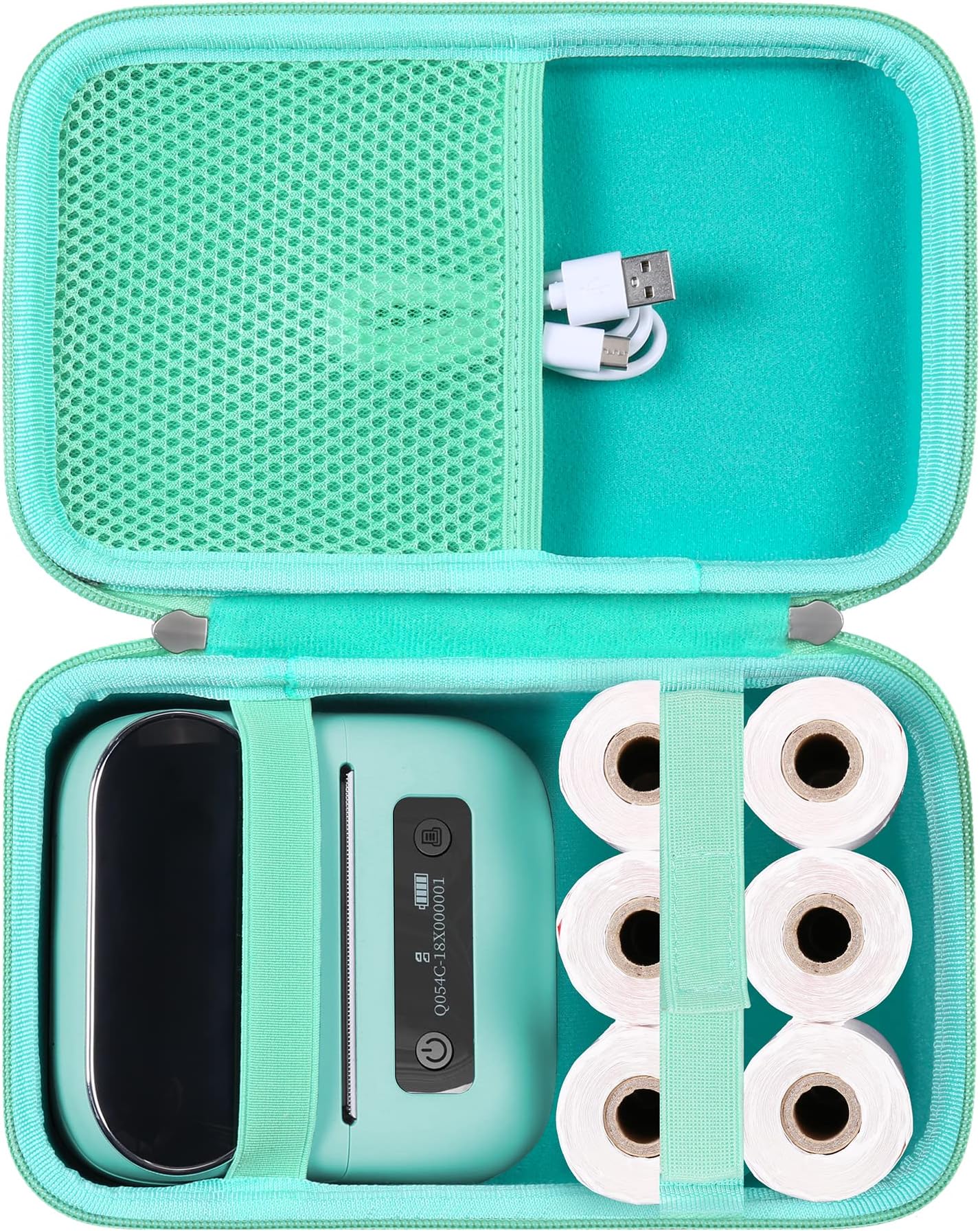 khanka Hard Case with Phomemo m221/M220/M110/m110s Label Maker - Portable Bluetooth Label Maker Carrying Storage Bag for Printer Labels, USB Cable and Accessories (Case Only) (Green)