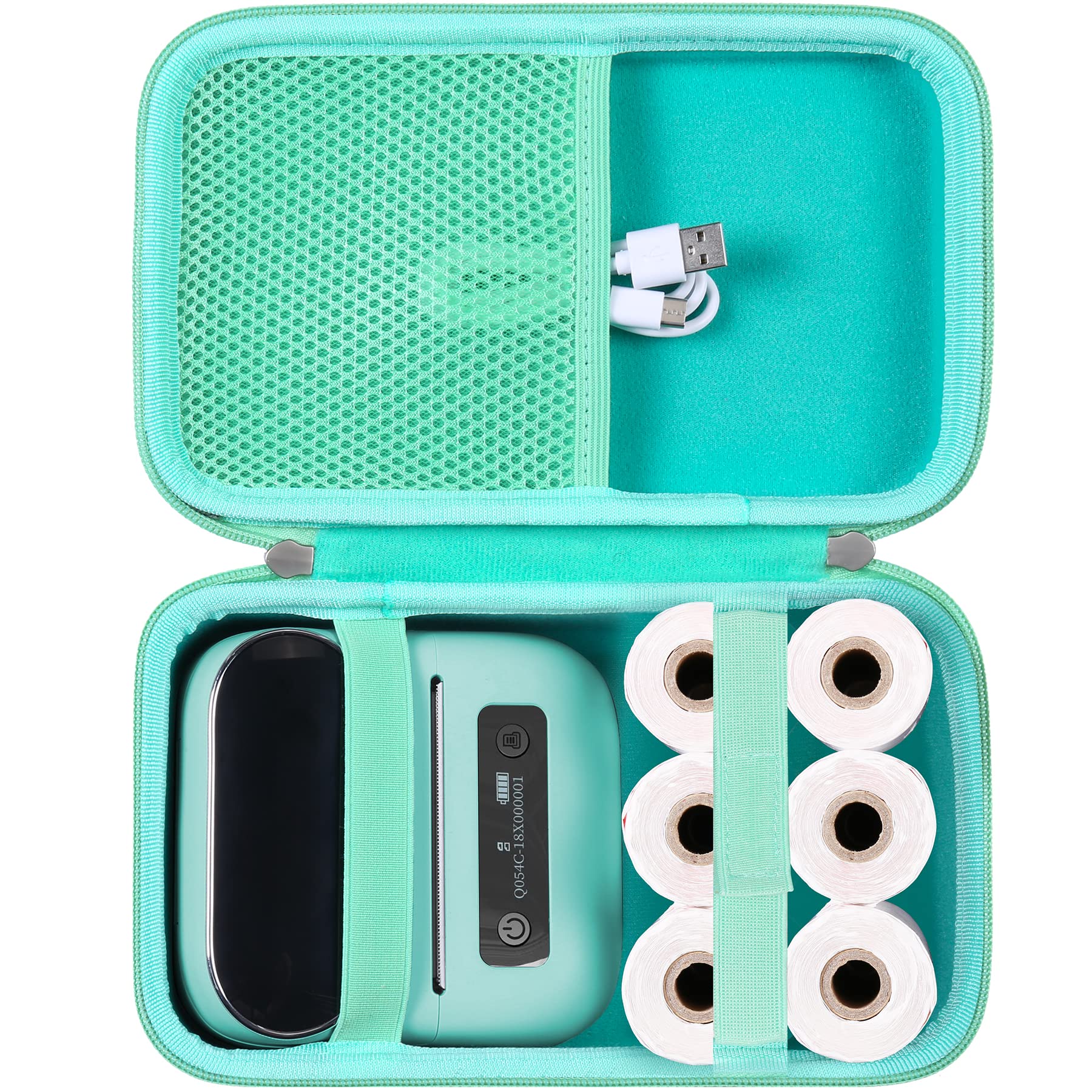 khanka Hard Case with Phomemo m221/M220/M110/m110s Label Maker - Portable Bluetooth Label Maker Carrying Storage Bag for Printer Labels, USB Cable and Accessories (Case Only) (Green)