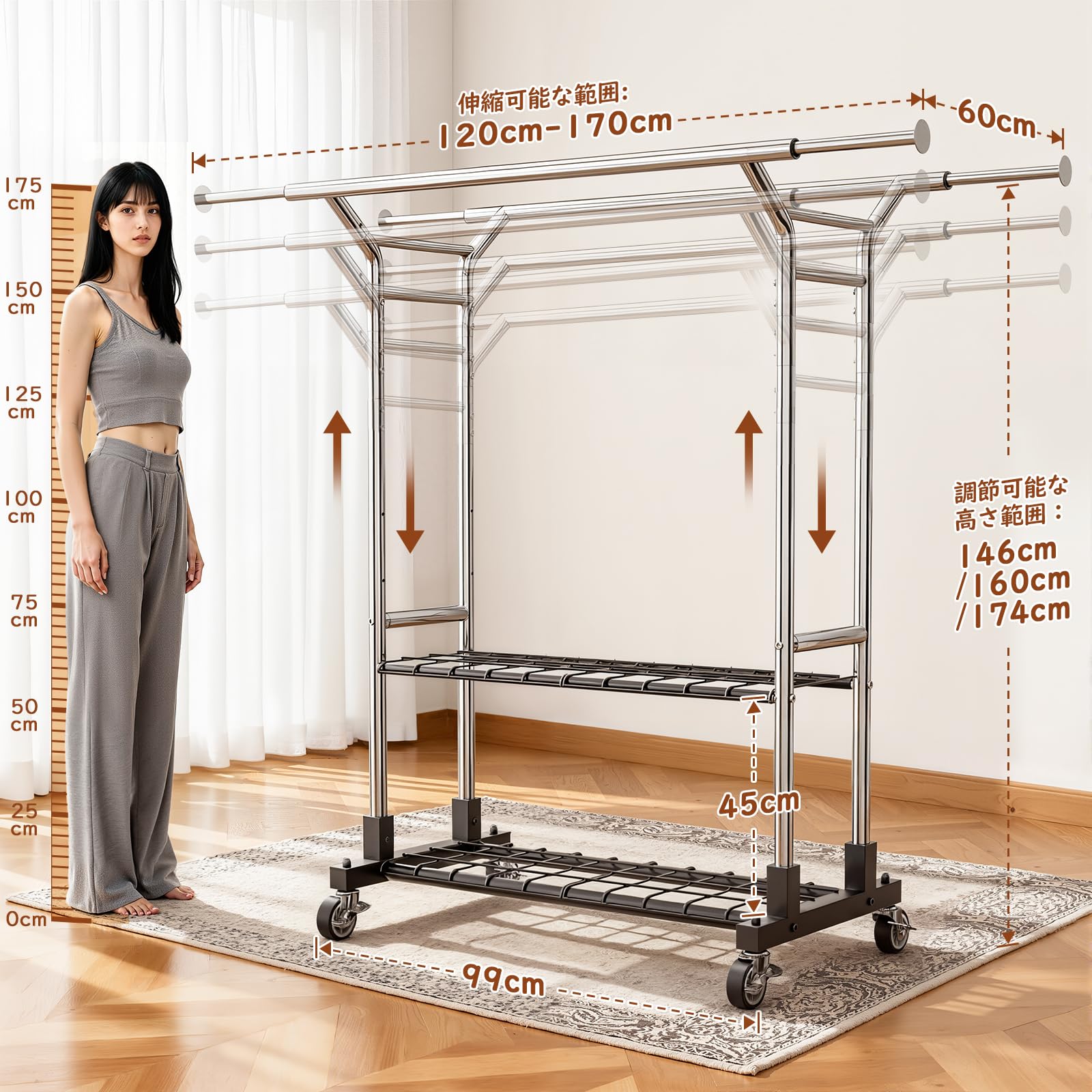 【数量限定】ハンガーラック 頑丈 2段収納 Luxspire 洋服ラック 大容量 Amazon｜Luxspire ハンガーラック 頑丈 2列2段収納 耐荷重380kg 大容量