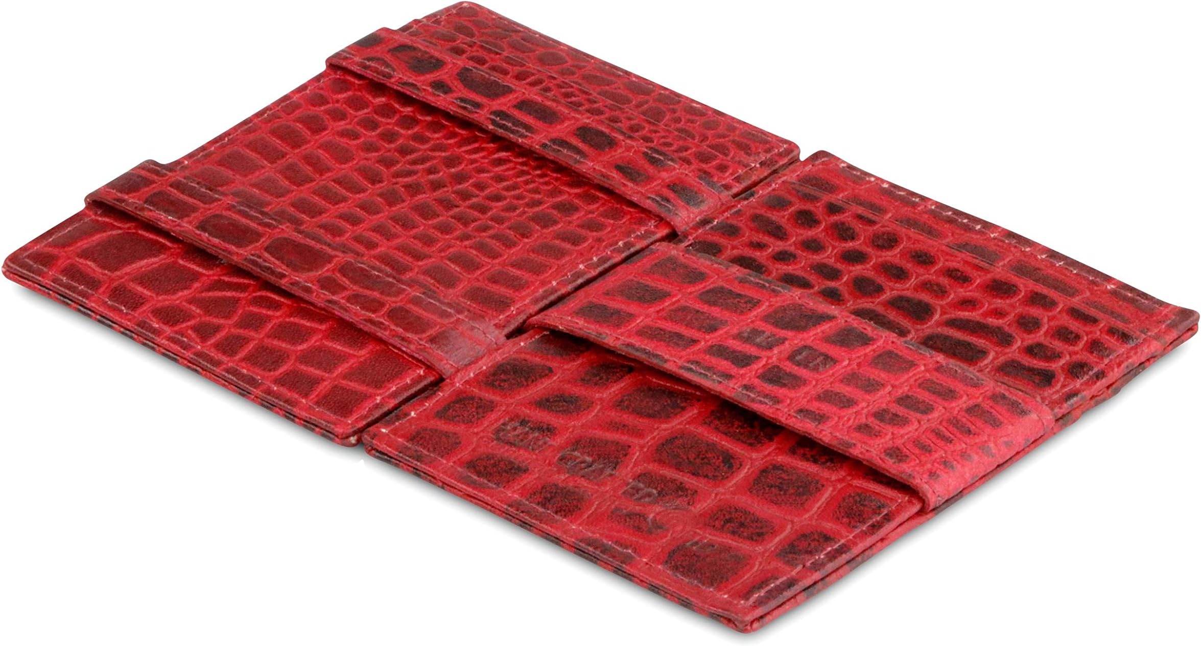 Garzini Magic Wallet For Men, Minimalist Wallet with RFID card holder, Leather Wallet for 10 cards, Croco Burgundy