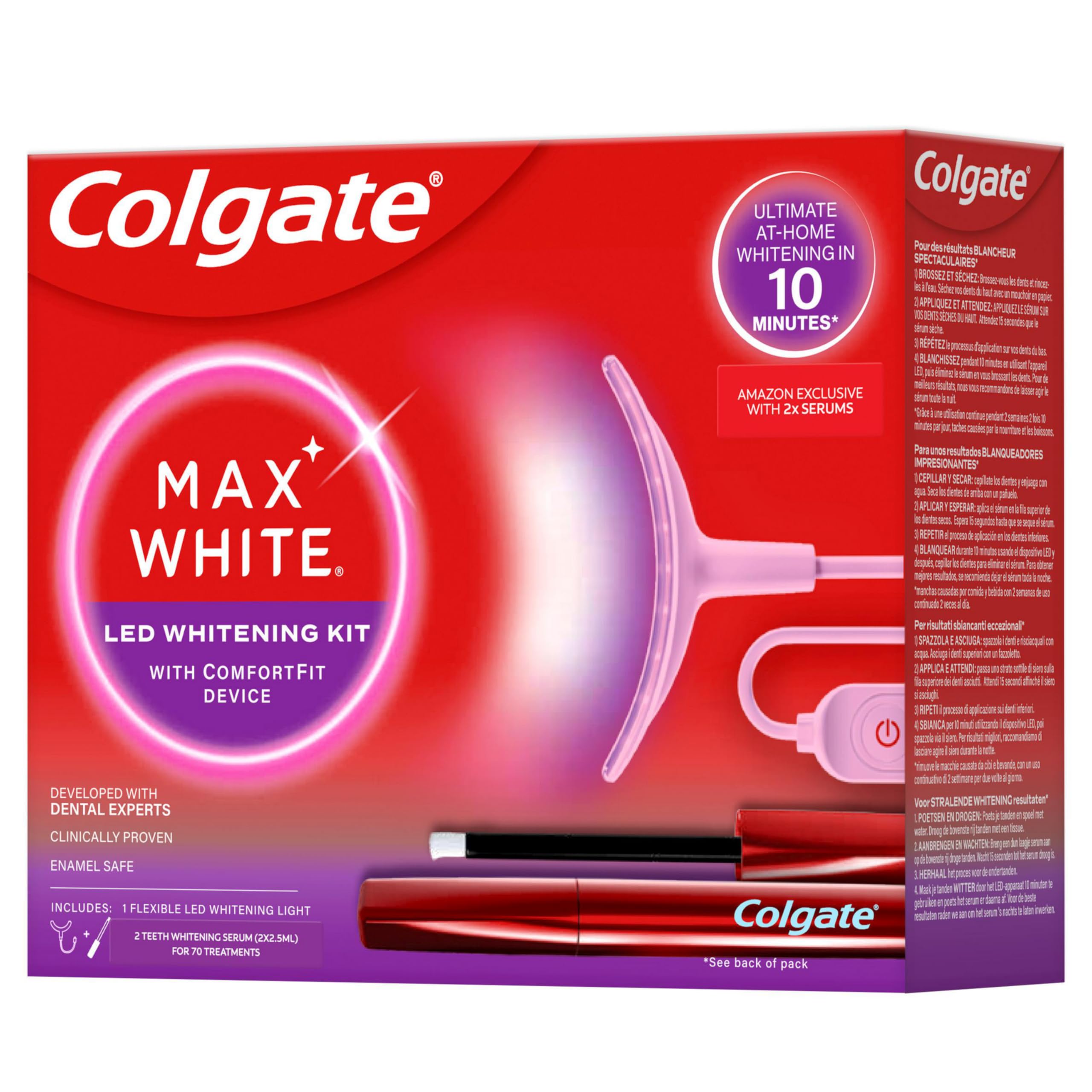 Colgate Max White LED Whitening Kit + Colgate Max White Overnight Whitening-Serum 2.5ml