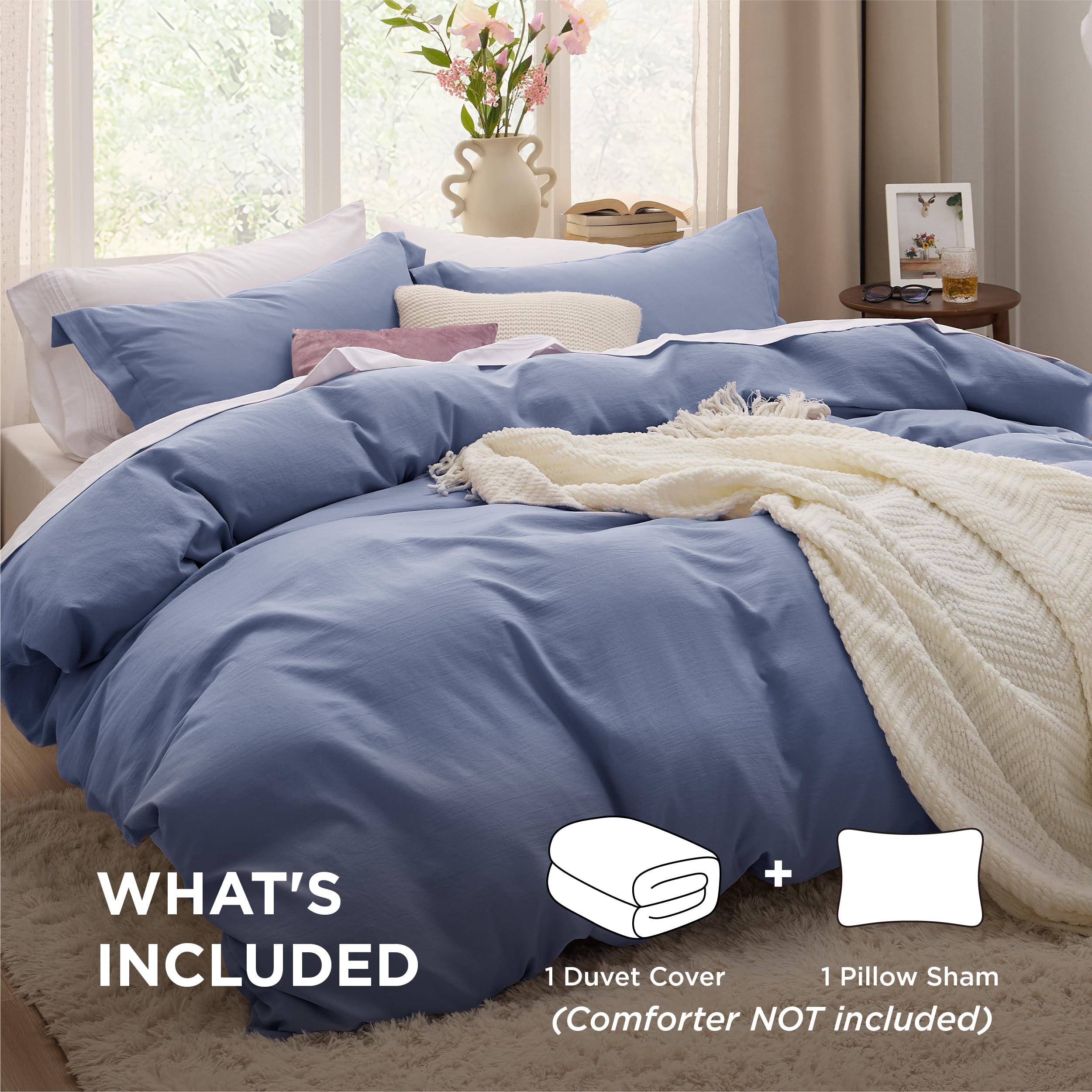 Amazon.com: Bedsure Slate Blue Duvet Cover Twin/Twin XL Size