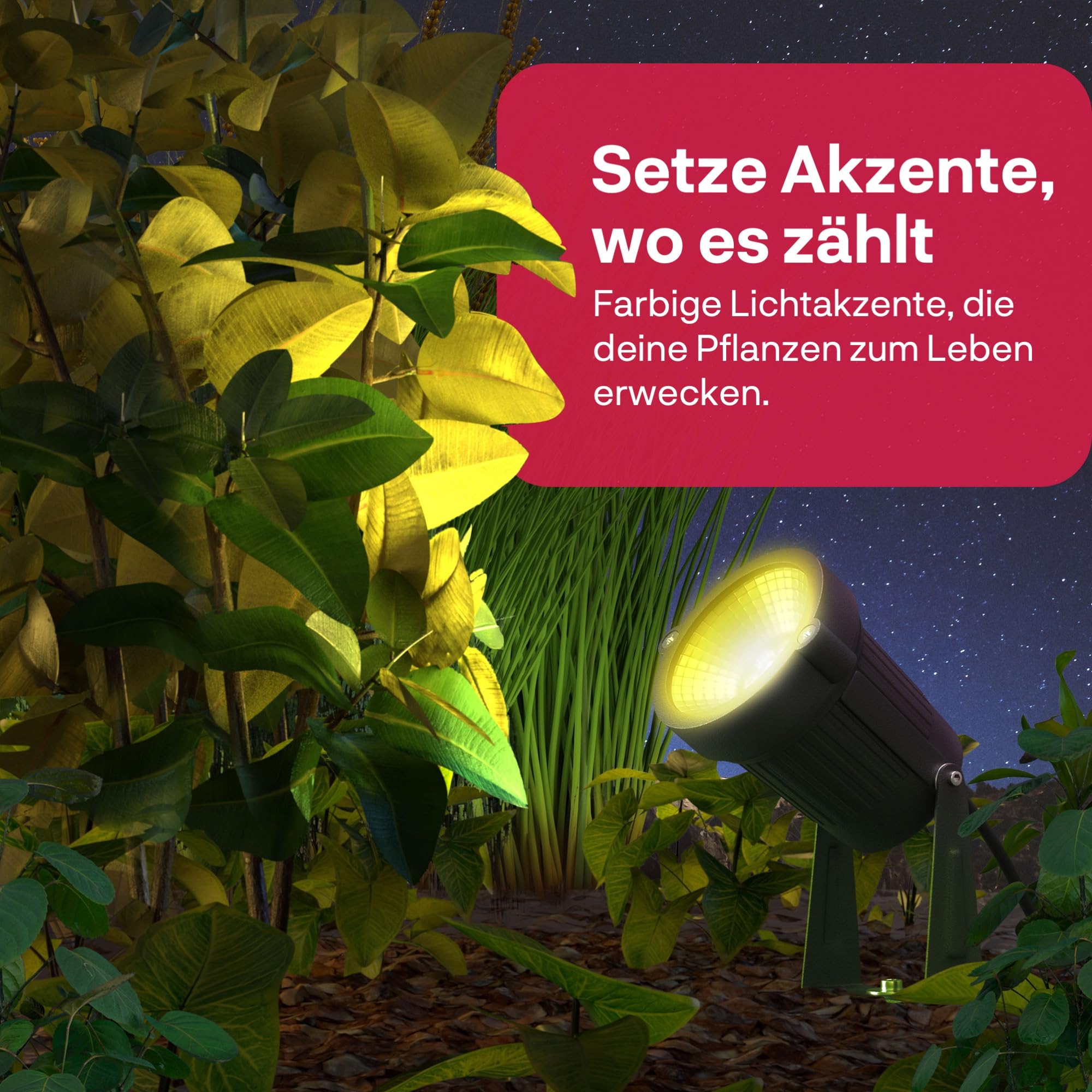Innr Smart Gartenstrahler Set (3er-Pack), Zigbee, kompatibel mit Hue* & Alexa (Bridge erforderlich), White & Color LED Außenstrahler für Garten & Terrasse, IP65 wasserfest
