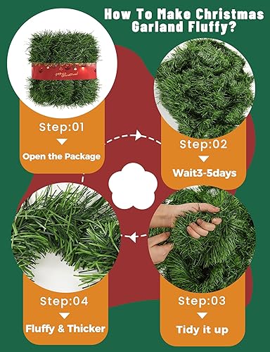 Miniatura 3 de Guirnalda de Navidad artificial de 100 pies, vid verde suave clásica para grandes lugares y eventos, decoración festiva duradera para exteriores,