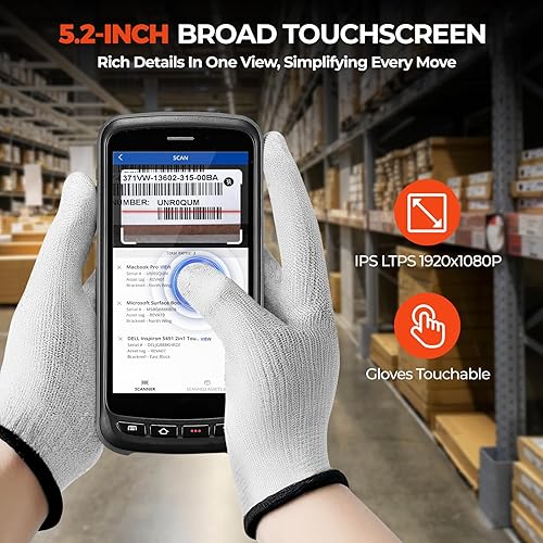 Miniatura 8 de MUNBYN Escáner de código de barras Android pantalla completa, computadora móvil 8000mAh, motor 1D/2D QR Zebra SE4710, portátil Android 13, PDA para