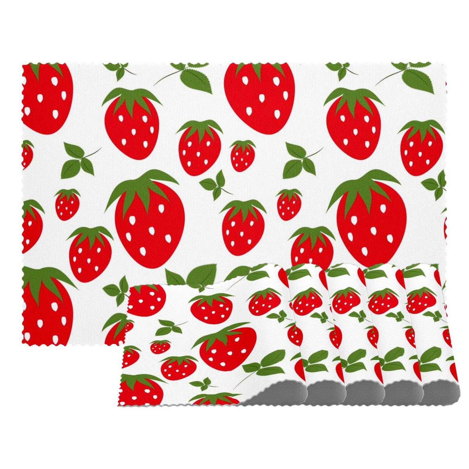Set de table sans couture haut de gamme avec motif fraise antidérapant