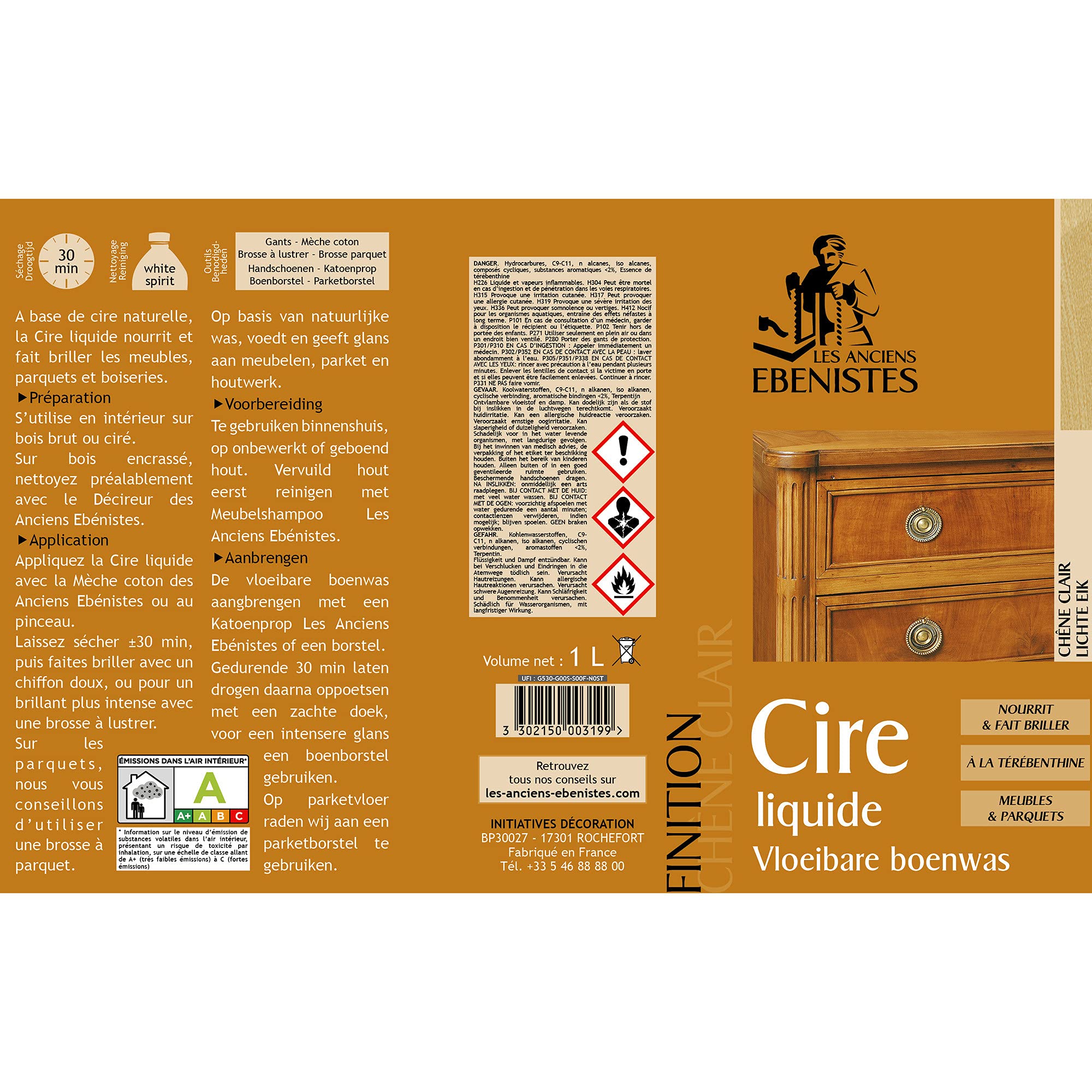 CIRE LIQUIDE 1L CHENE FONCE - Les anciens ébénistes
