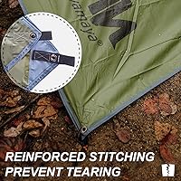 Vista 4 de AYAMAYA - Lona de campamento con postes – Lonas de gran tamaño de 10 x 15 pies – Toldo impermeable para hamaca toldos, toldo para lluvia, mosca