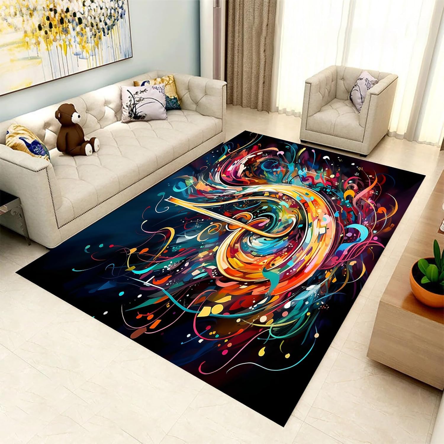 Tapis Salon 140 X 200 Cm 3D Imprimé Polyester Doux Réf 88903288731455