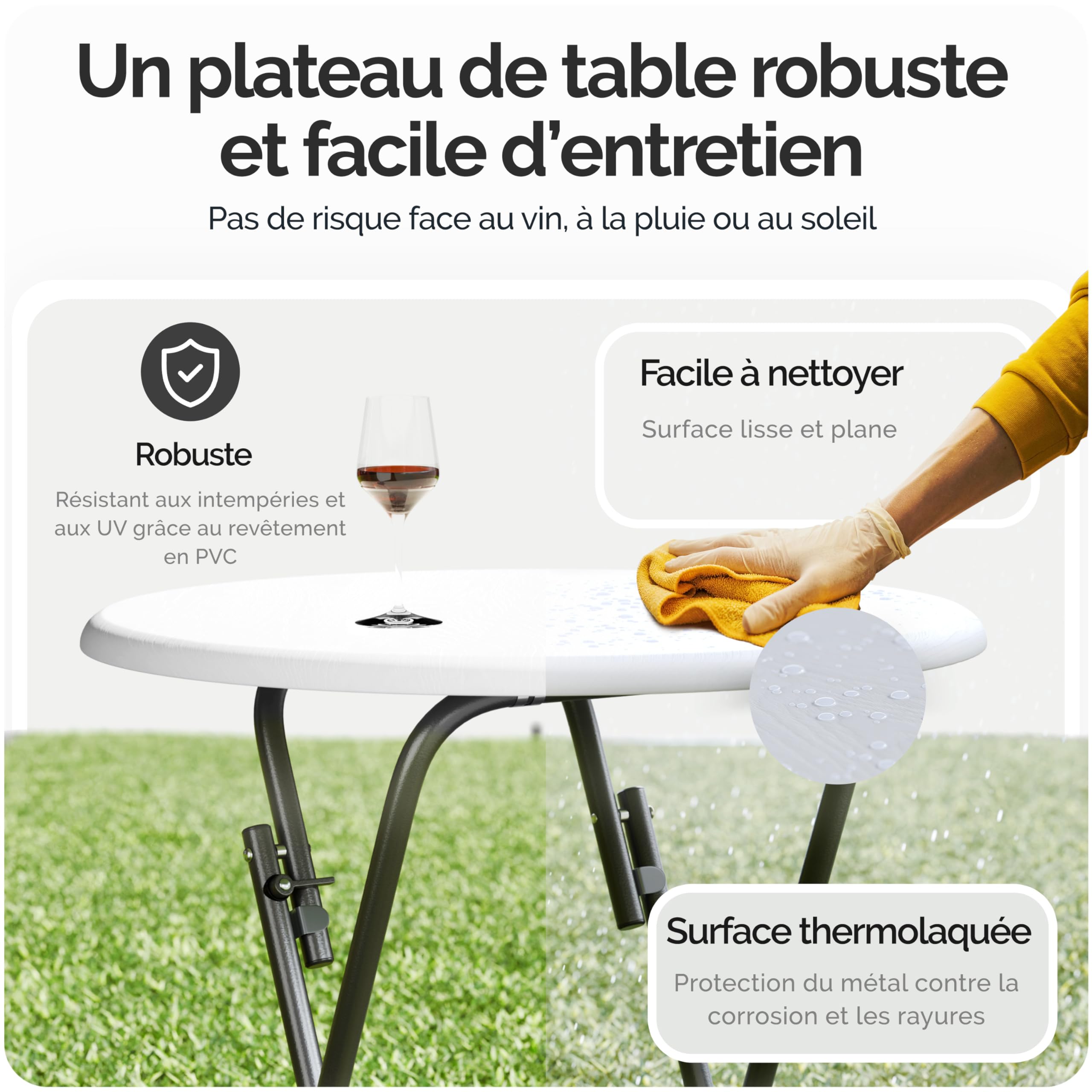 Casaria® Table Haute Pliante Blanche Table de Bar Ø 60cm Mange-Debout Rond Table de bistrot Jardin terrasse Balcon