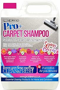 Pro-Kleen Pro+ Carpet Shampoo and Upholstery Cleaning Solution – 4 in 1 Concentrate – Pet Carpet Cleaner with Odour Removal Suitable for all Machines 5L (Spring Bloom)