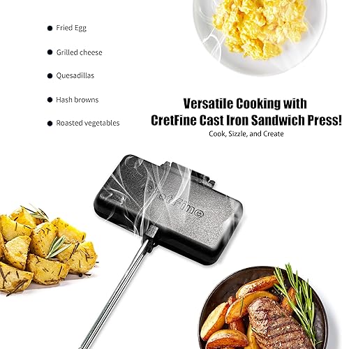 Miniatura 4 de Paquete de 2 sandwiches de hierro fundido de doble pastel para acampar con bolsa de almacenamiento y recetas, equipo de cocina para fogatas para