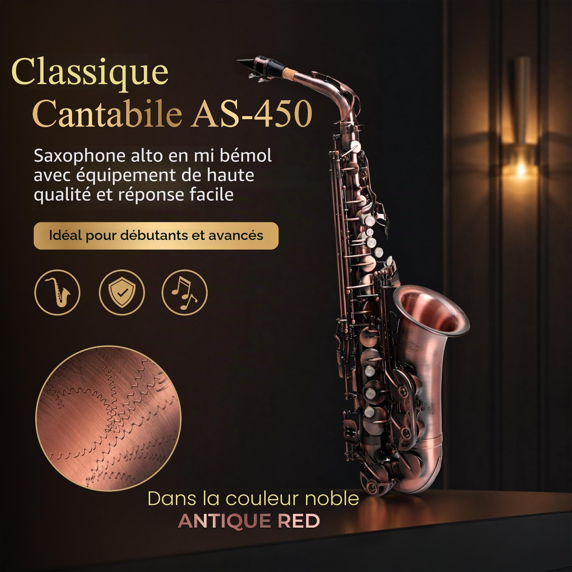 Classic Cantabile Winds AS-450 rouge antique saxophone alto