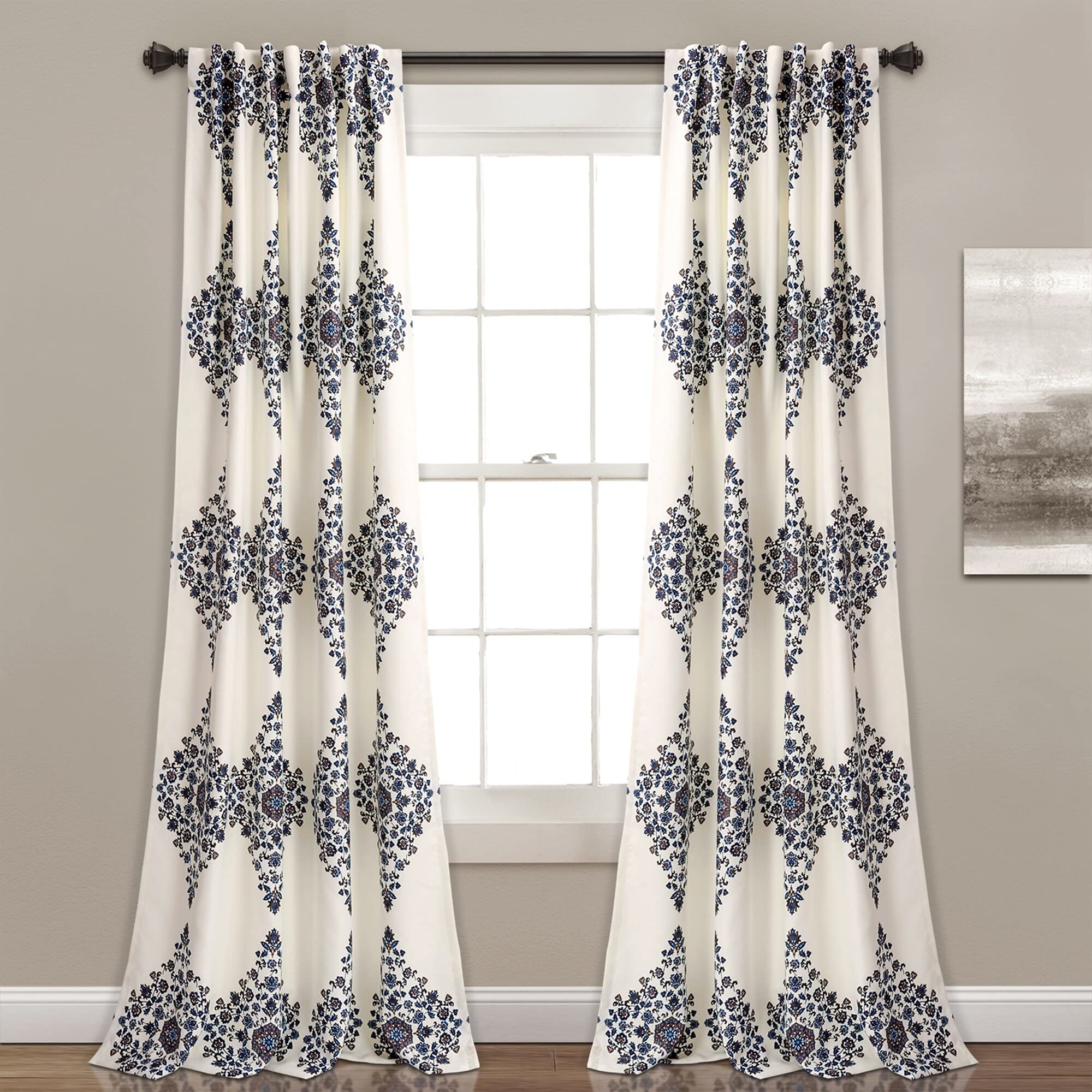Lush Decor Cream Room Darkening Window Curtain Panel Pair, Polyester, 84" X 52"