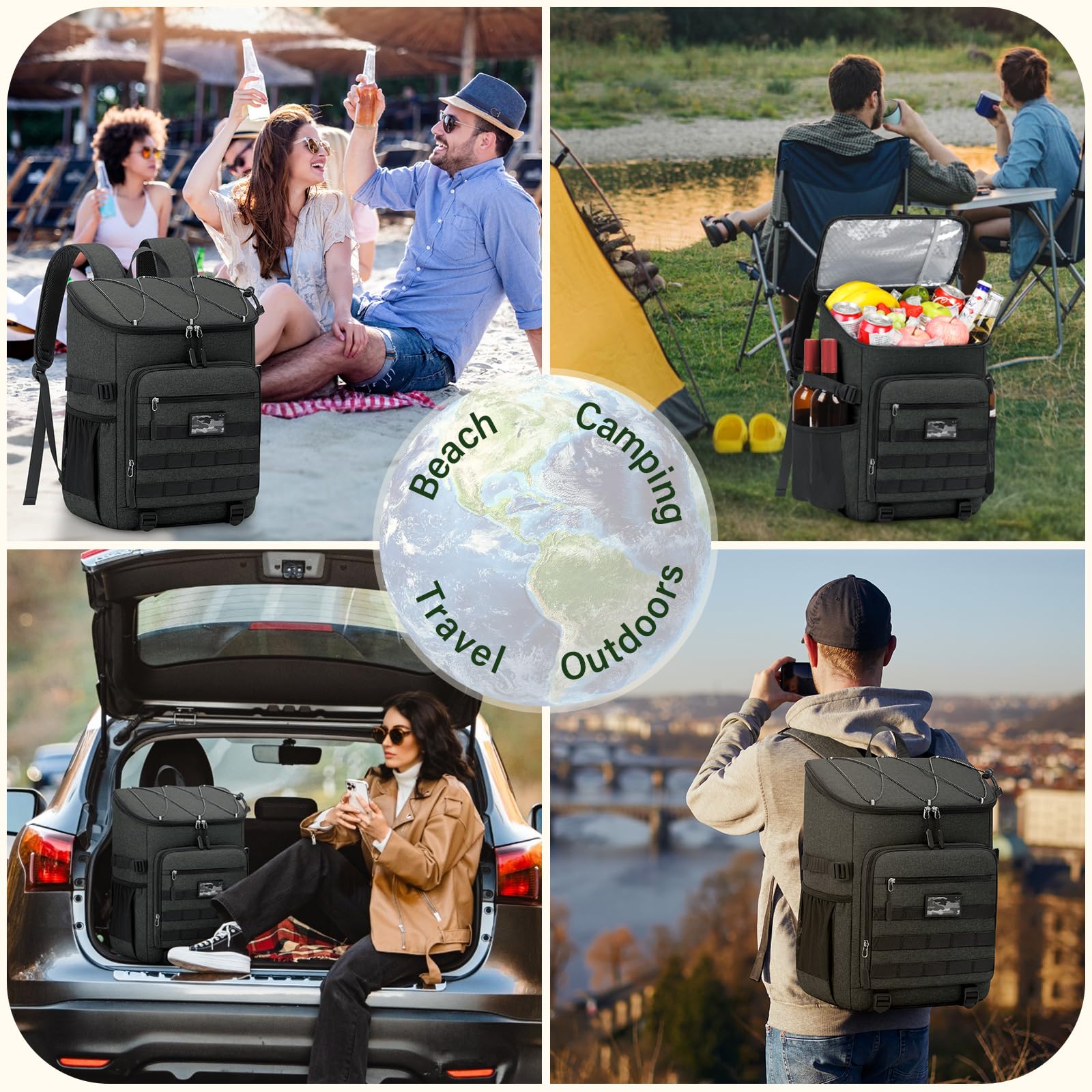 NEWHEY Kühlrucksack 30L Wasserdichtes Isolierter Kühltasche Große Kapazität Thermo Picknickrucksack Leichte Kühltasche Auslaufsicheres für Outdoor Arbeit Camping Strand Wandern