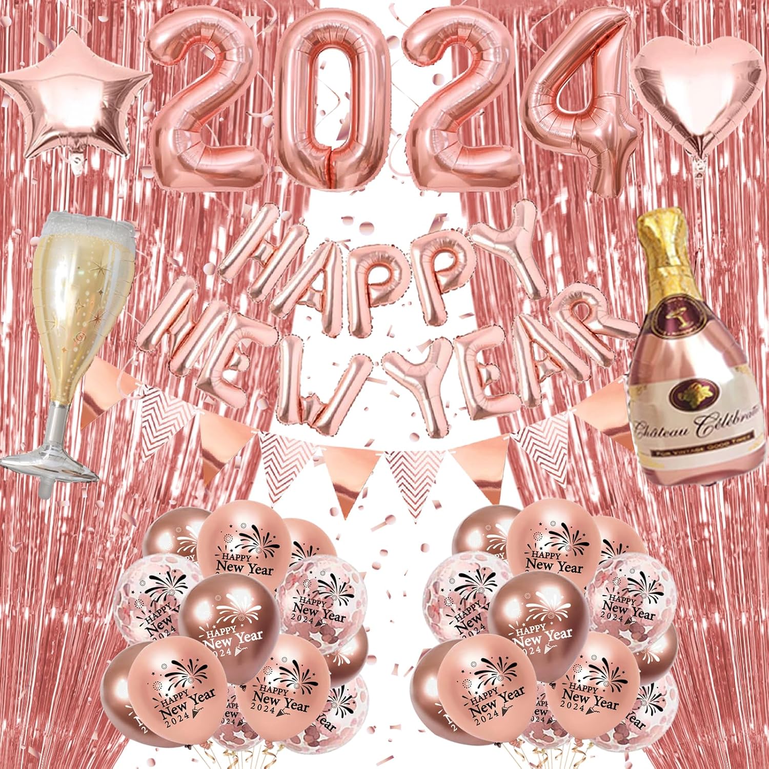 New Years Eve Party Supplies 2024, GYESXYW Rose Gold Happy