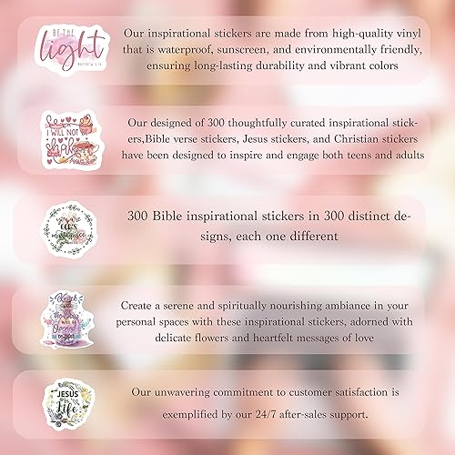 Miniatura 7 de 300 calcomanías cristianas inspiradoras, diseños de versículos de la Biblia para diario, motivación y edificante